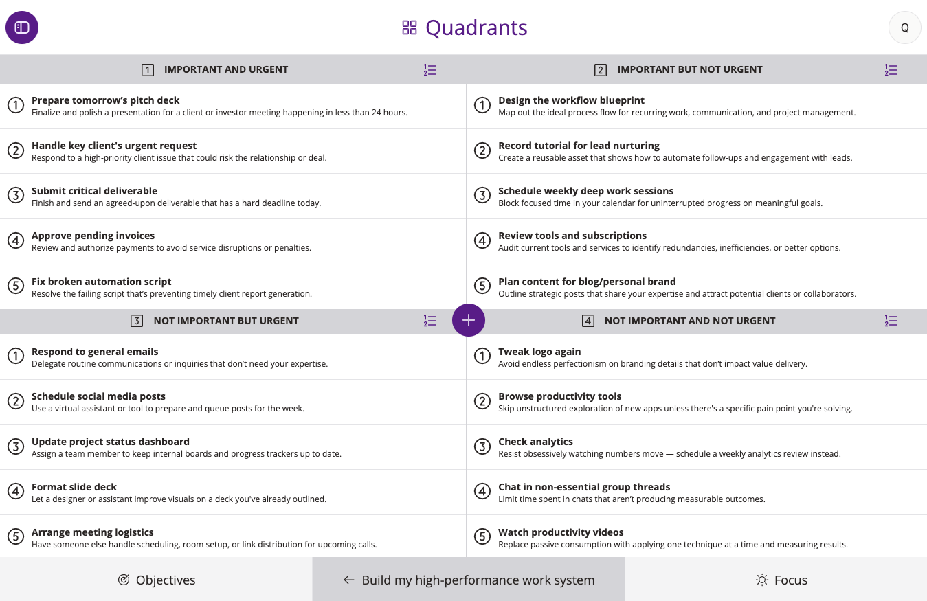 Quadrants.io - Productivity App